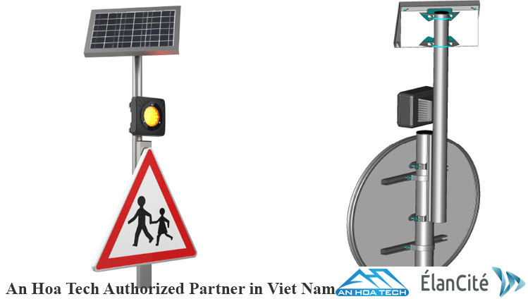  Đèn năng lượng mặt trời cảnh báo tín hiệu giao thông led tích hợp radar 